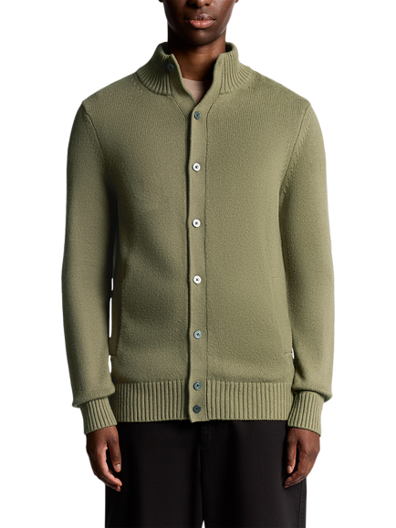 Lyle & Scott Military Cotton Blend Cardigan, Dusky Green