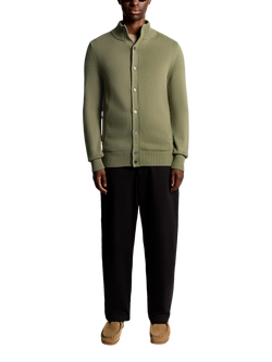 Lyle & Scott Military Cotton Blend Cardigan - view 2, Dusky Green