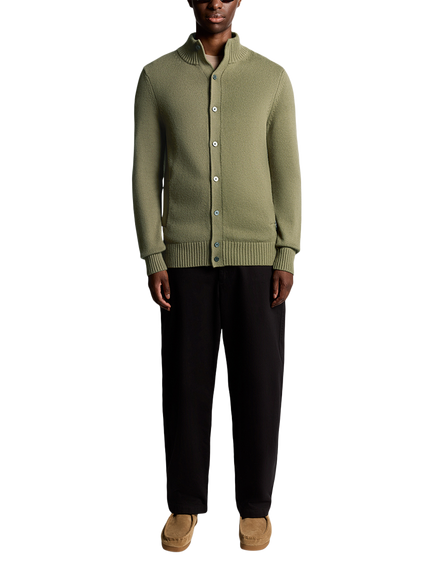 Lyle & Scott Military Cotton Blend Cardigan - view 2, Dusky Green