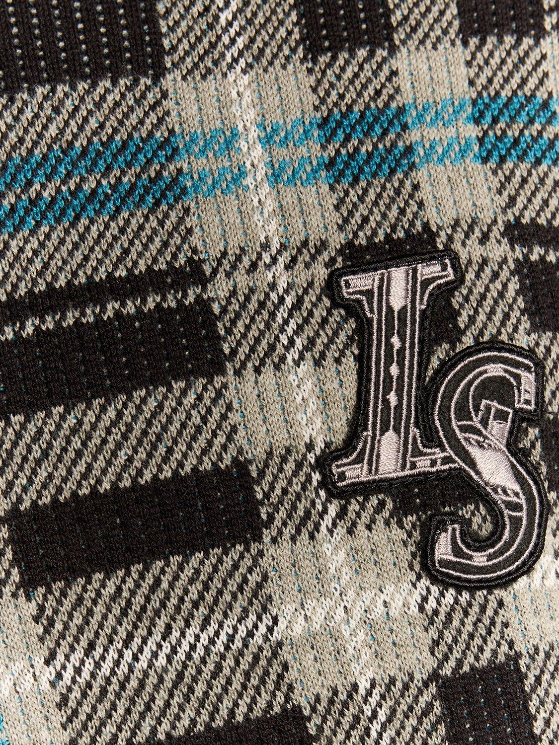 Product image 6 of 6, which shows Lyle & Scott Check Cotton Blend Jumper, Jet Black/Mid Grey, XL