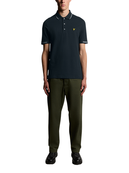 Lyle & Scott Cotton Blend Birdseye Short Sleeve Collar Polo Shirt - view 2, Dark Navy/Ash Lilac