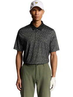 Lyle & Scott Golf Divot Short Sleeve Collar Polo Shirt, Jet Black