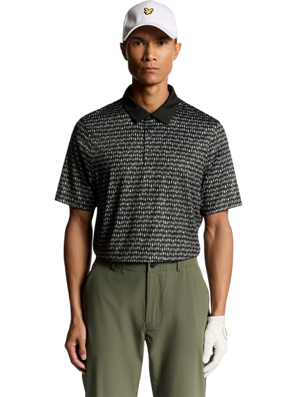 Lyle & Scott Golf Divot Short Sleeve Collar Polo Shirt, Jet Black