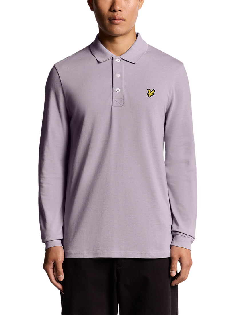 Product image 1 of 6, which shows Lyle & Scott Long Sleeve Polo Shirt, Ash Lilac, XS