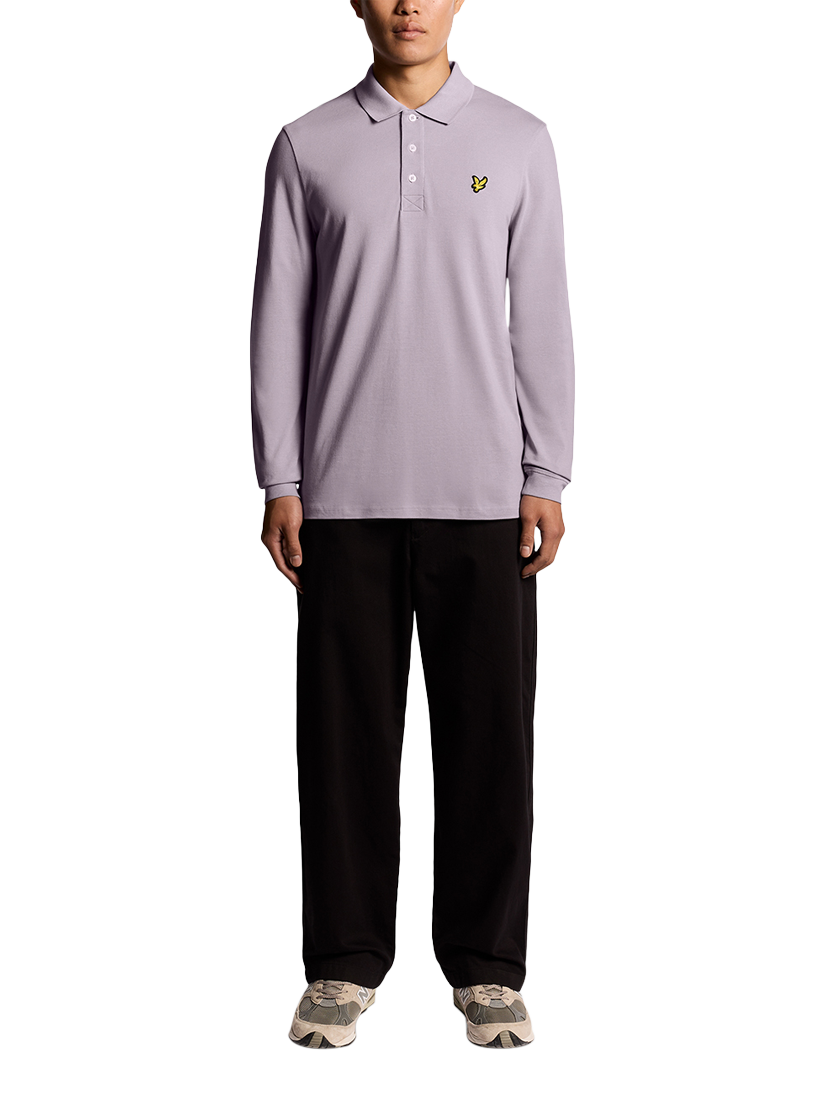 Product image 2 of 6, which shows Lyle & Scott Long Sleeve Polo Shirt, Ash Lilac, XS