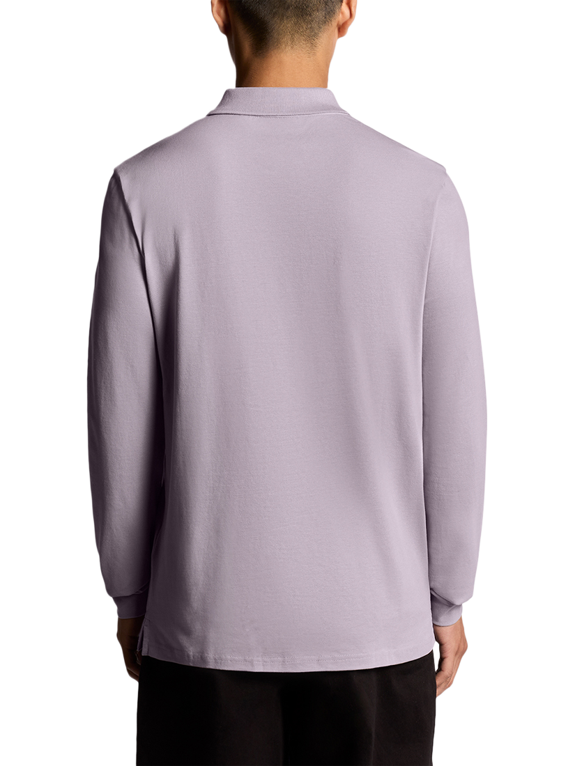 Product image 4 of 6, which shows Lyle & Scott Long Sleeve Polo Shirt, Ash Lilac, XS