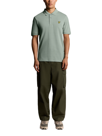 Lyle & Scott Cotton Blend Regular Fit Short Sleeve Polo Shirt - view 2, Cold Mint