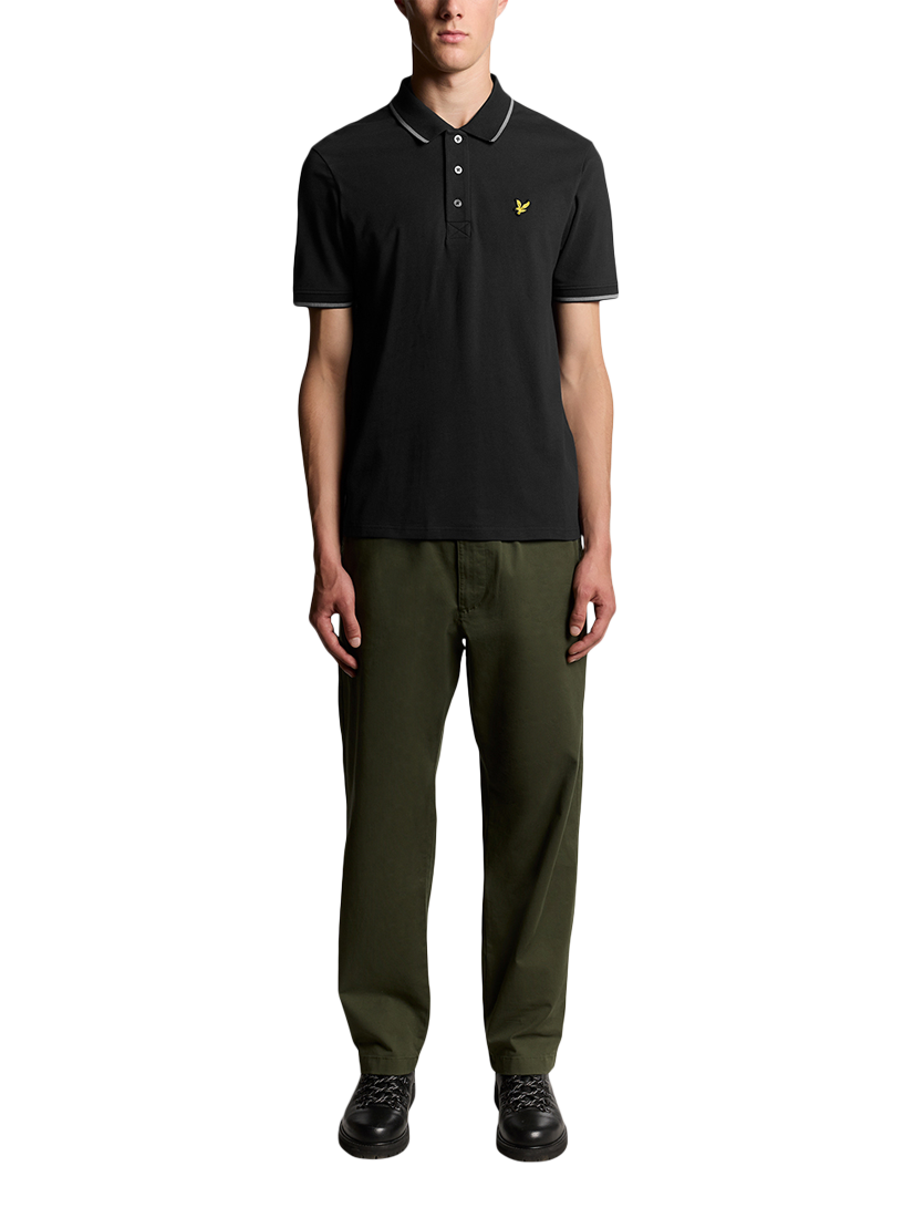 Product image 2 of 6, which shows Lyle & Scott Regular Fit Cotton Polo Shirt, Black Ice/Ocean Sky, XXL