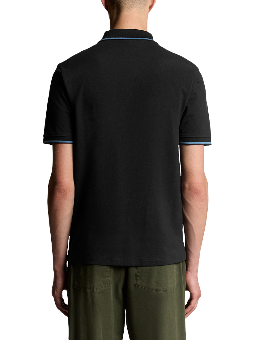 Product image 4 of 6, which shows Lyle & Scott Regular Fit Cotton Polo Shirt, Black Ice/Ocean Sky, XXL