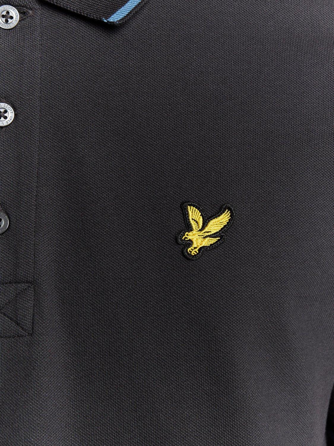Product image 6 of 6, which shows Lyle & Scott Regular Fit Cotton Polo Shirt, Black Ice/Ocean Sky, XXL