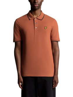 Lyle & Scott Regular Fit Tipped Polo Shirt, Brick/Dark Navy