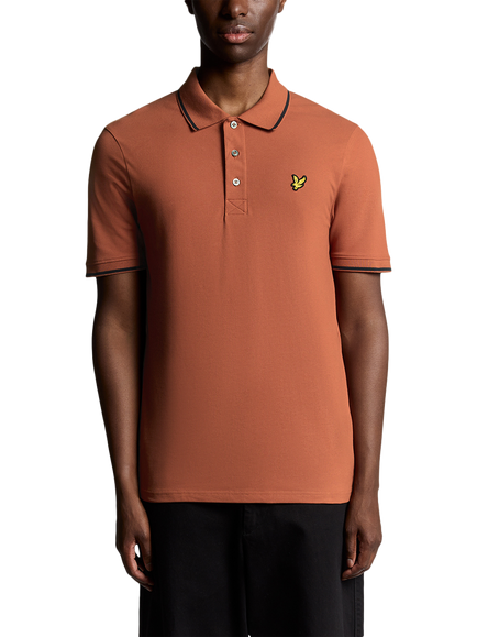 Lyle & Scott Regular Fit Tipped Polo Shirt, Brick/Dark Navy