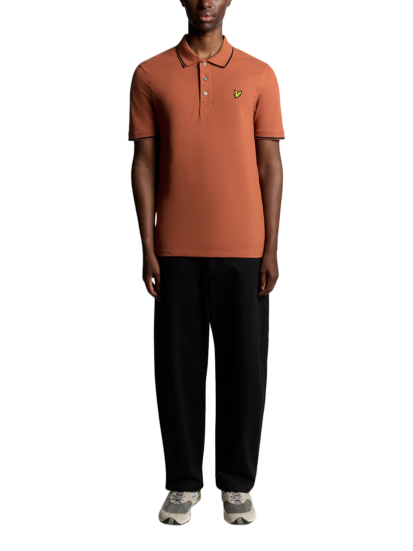Product image 2 of 6, which shows Lyle & Scott Regular Fit Tipped Polo Shirt, Brick/Dark Navy, XS