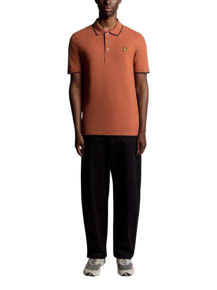 Lyle & Scott Regular Fit Tipped Polo Shirt - view 2, Brick/Dark Navy