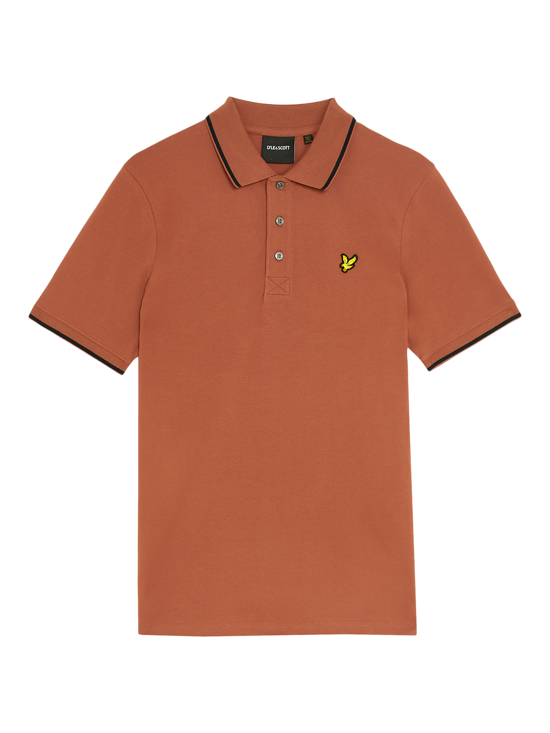 Product image 5 of 6, which shows Lyle & Scott Regular Fit Tipped Polo Shirt, Brick/Dark Navy, XS