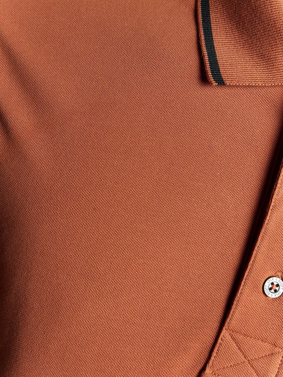 Product image 6 of 6, which shows Lyle & Scott Regular Fit Tipped Polo Shirt, Brick/Dark Navy, XS