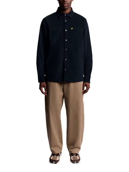 Lyle & Scott Cotton Blend Regular Fit Corduroy Shirt - view 2, Dark Navy