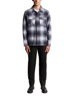 Lyle & Scott Ombre Check Cotton Overshirt - view 2, Night Sky/White