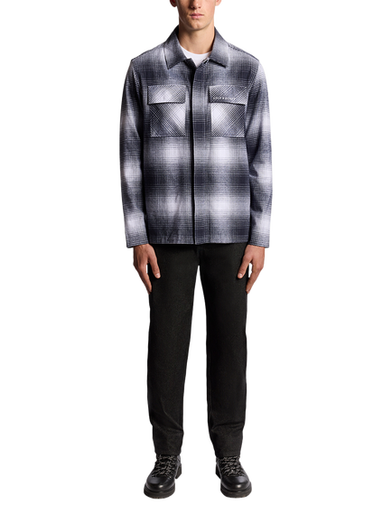 Lyle & Scott Ombre Check Cotton Overshirt - view 2, Night Sky/White