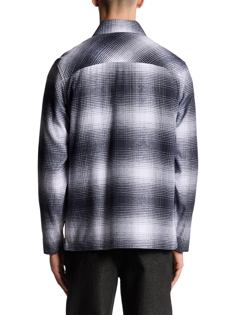 Product image 4 of 6, which shows Lyle & Scott Ombre Check Cotton Overshirt, Night Sky/White, XXL