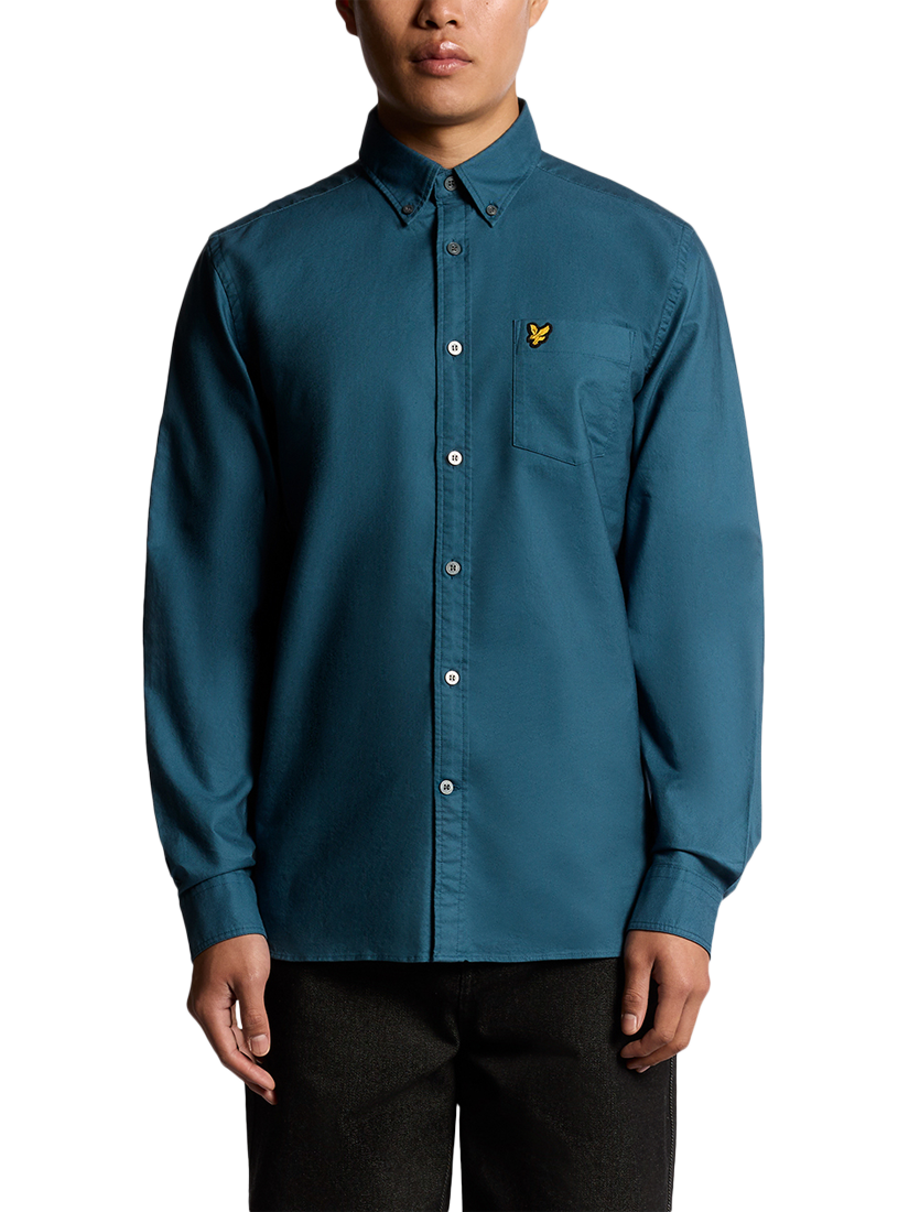Product image 1 of 6, which shows Lyle & Scott Cotton Oxford Shirt, Deep Water, XS
