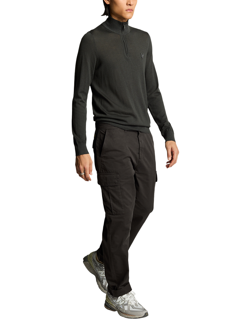 Product image 2 of 5, which shows Lyle & Scott Straight Cotton Cargo Trousers, Gunmetal, W36/L34