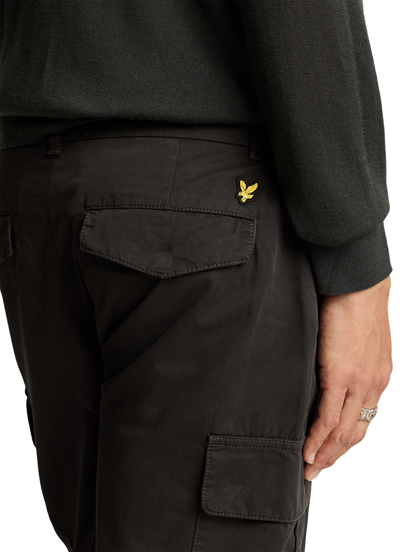 Product image 4 of 5, which shows Lyle & Scott Straight Cotton Cargo Trousers, Gunmetal, W36/L34