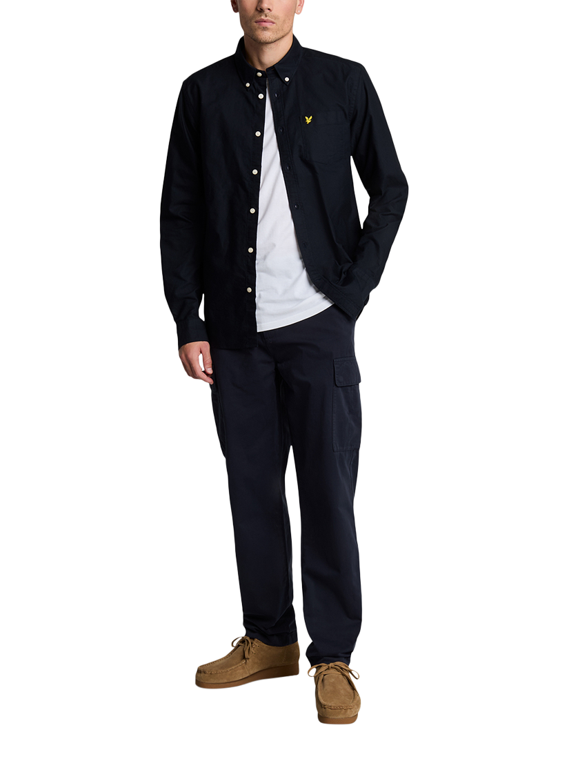 Product image 1 of 5, which shows Lyle & Scott Straight Cotton Cargo Trousers, Dark Navy, W36/L34