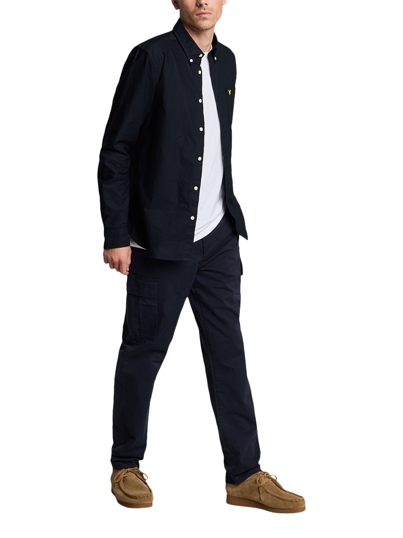 Product image 2 of 5, which shows Lyle & Scott Straight Cotton Cargo Trousers, Dark Navy, W36/L34