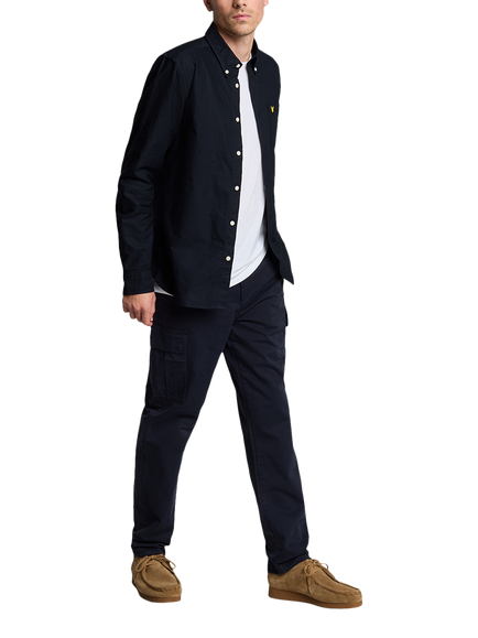 Lyle & Scott Straight Cotton Cargo Trousers - view 2, Dark Navy