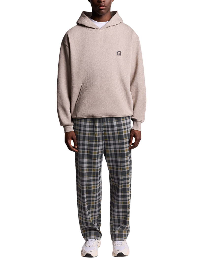 Product image 1 of 6, which shows Lyle & Scott Check Cotton Blend Trousers, Olive, XS