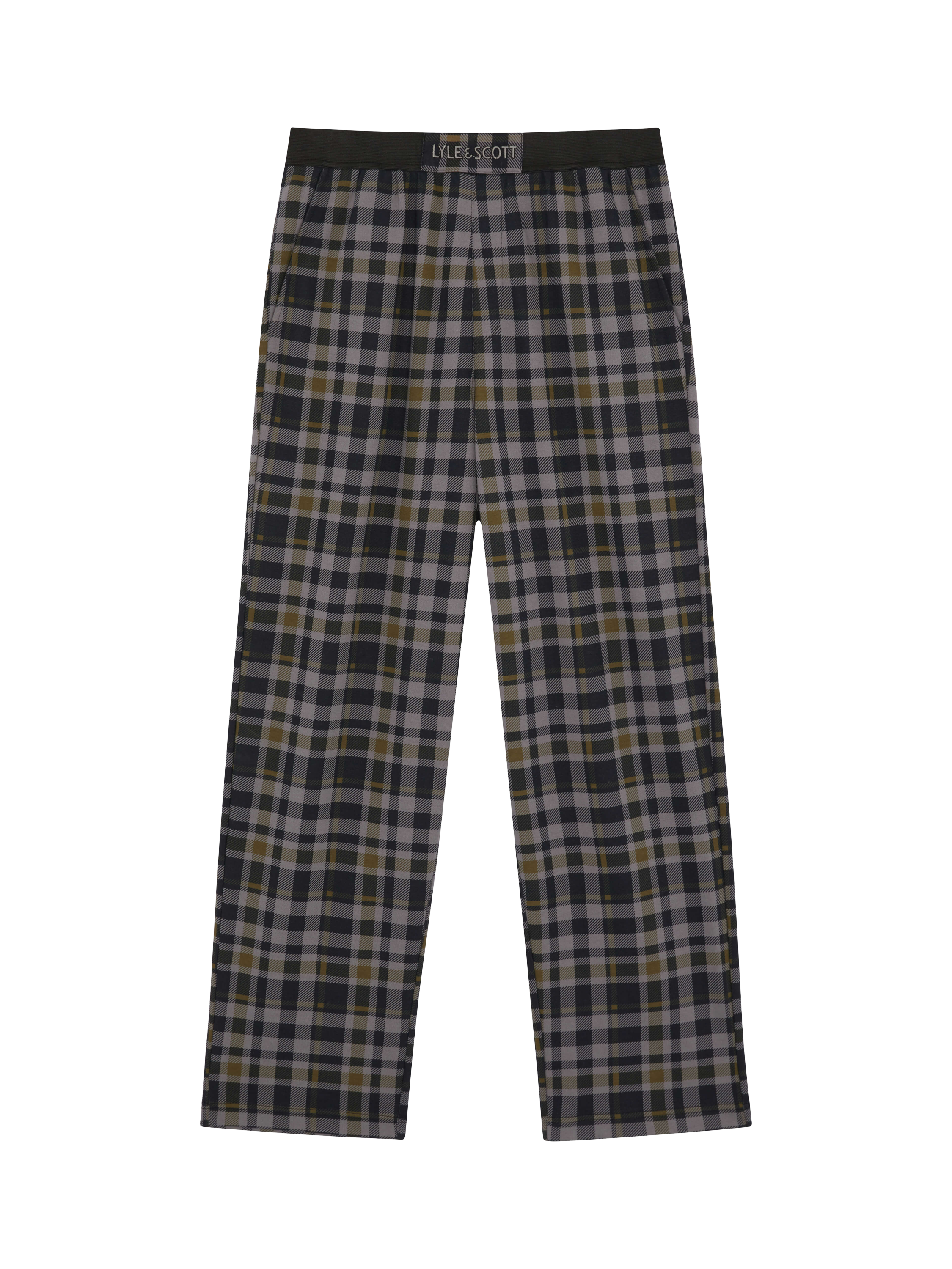 Product image 5 of 6, which shows Lyle & Scott Check Cotton Blend Trousers, Olive, XS
