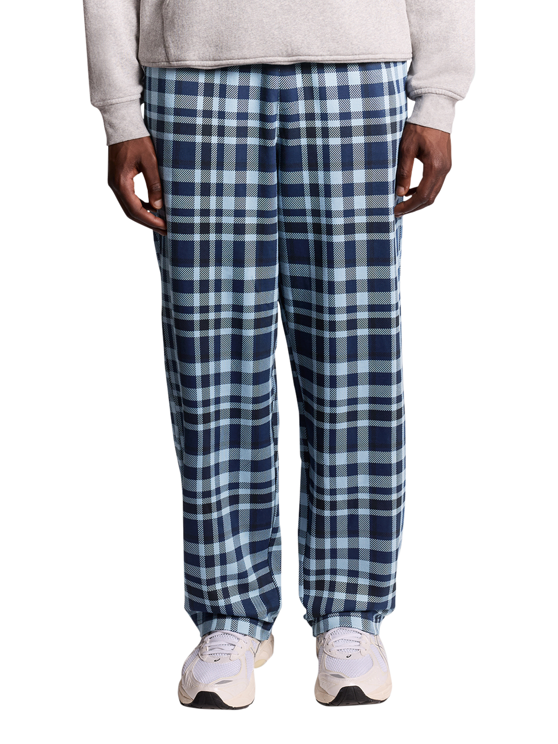 Product image 2 of 6, which shows Lyle & Scott Check Cotton Blend Trousers, Navy, XS