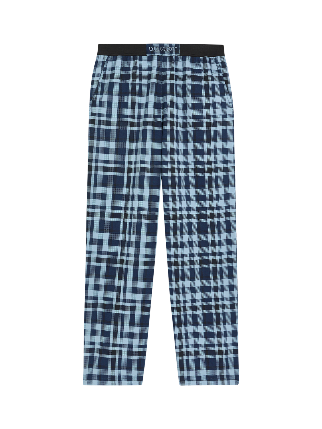 Product image 5 of 6, which shows Lyle & Scott Check Cotton Blend Trousers, Navy, XS