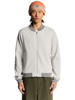 Lyle & Scott Zip Front Cotton Bomber Jacket, Light Grey Marl