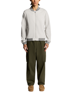 Lyle & Scott Zip Front Cotton Bomber Jacket - view 2, Light Grey Marl