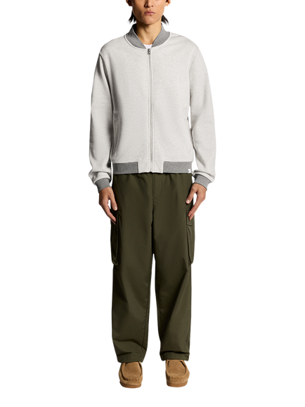 Lyle & Scott Zip Front Cotton Bomber Jacket - view 2, Light Grey Marl