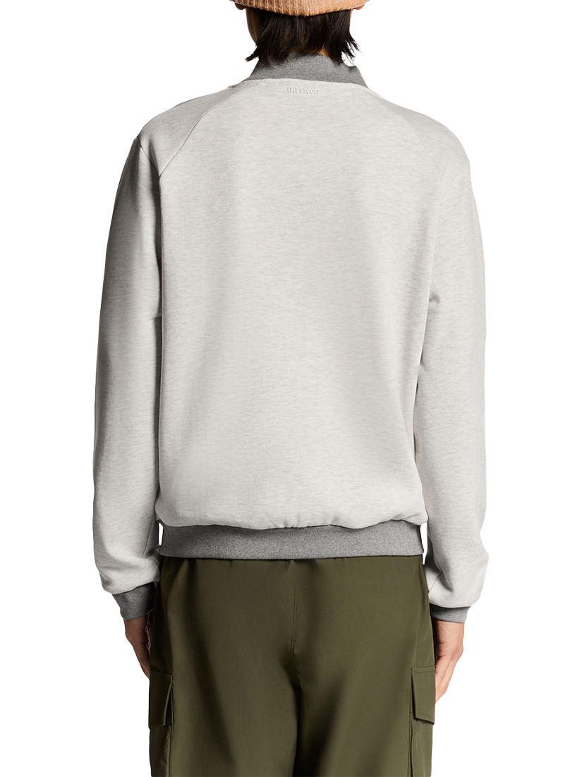 Product image 4 of 6, which shows Lyle & Scott Zip Front Cotton Bomber Jacket, Light Grey Marl, XS