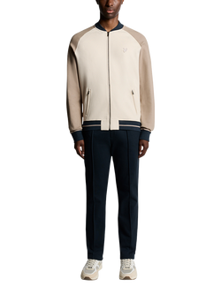 Lyle & Scott Interlock Zip Front Cotton Bomber Jacket - view 2, Cobblestone