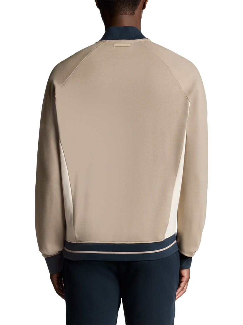Product image 4 of 6, which shows Lyle & Scott Interlock Zip Front Cotton Bomber Jacket, Cobblestone, XS