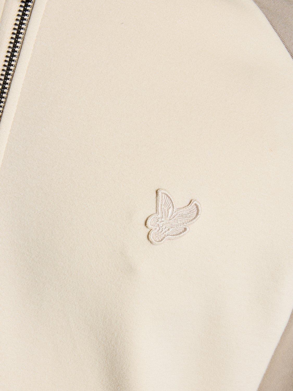 Product image 6 of 6, which shows Lyle & Scott Interlock Zip Front Cotton Bomber Jacket, Cobblestone, XS