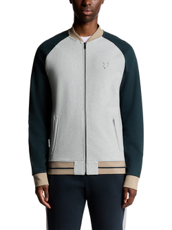 Lyle & Scott Interlock Zip Front Cotton Bomber Jacket, Carbon