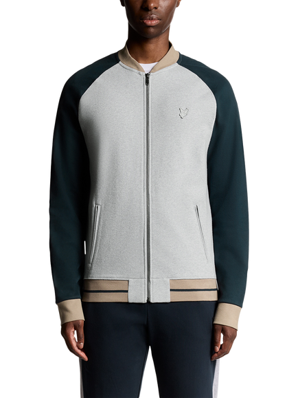 Lyle & Scott Interlock Zip Front Cotton Bomber Jacket, Carbon