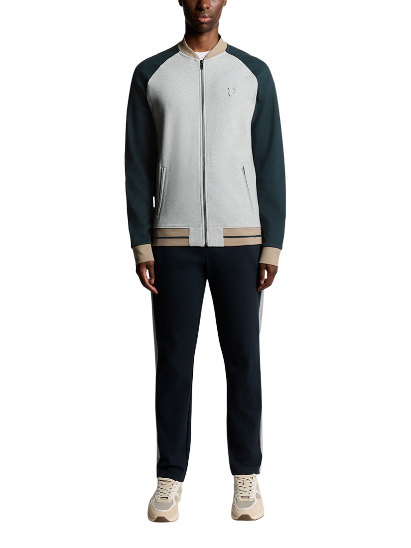 Product image 2 of 6, which shows Lyle & Scott Interlock Zip Front Cotton Bomber Jacket, Carbon, XS