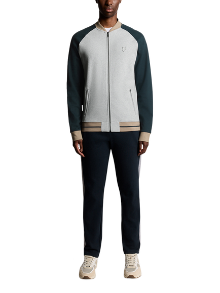 Lyle & Scott Interlock Zip Front Cotton Bomber Jacket - view 2, Carbon