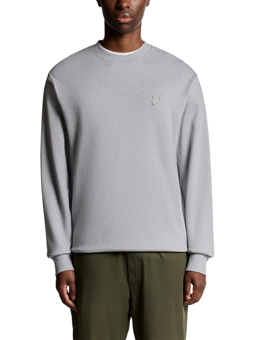 Product image 1 of 6, which shows Lyle & Scott Interlock Crew Neck Cotton Jumper, Light Grey Marl, XS