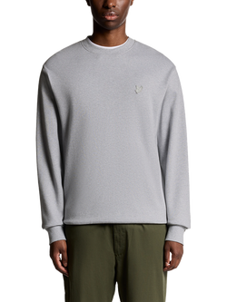 Lyle & Scott Interlock Crew Neck Cotton Jumper, Light Grey Marl