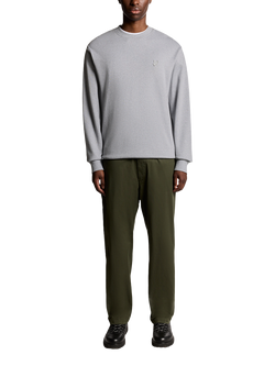 Lyle & Scott Interlock Crew Neck Cotton Jumper - view 2, Light Grey Marl