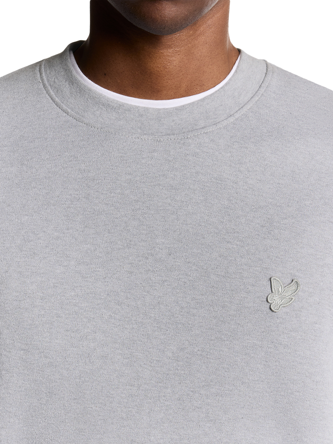 Product image 3 of 6, which shows Lyle & Scott Interlock Crew Neck Cotton Jumper, Light Grey Marl, XS
