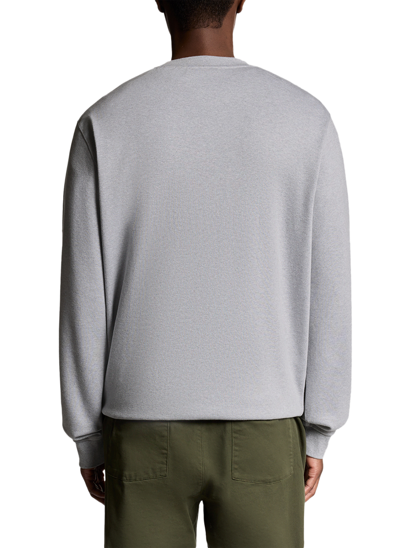 Product image 4 of 6, which shows Lyle & Scott Interlock Crew Neck Cotton Jumper, Light Grey Marl, XS